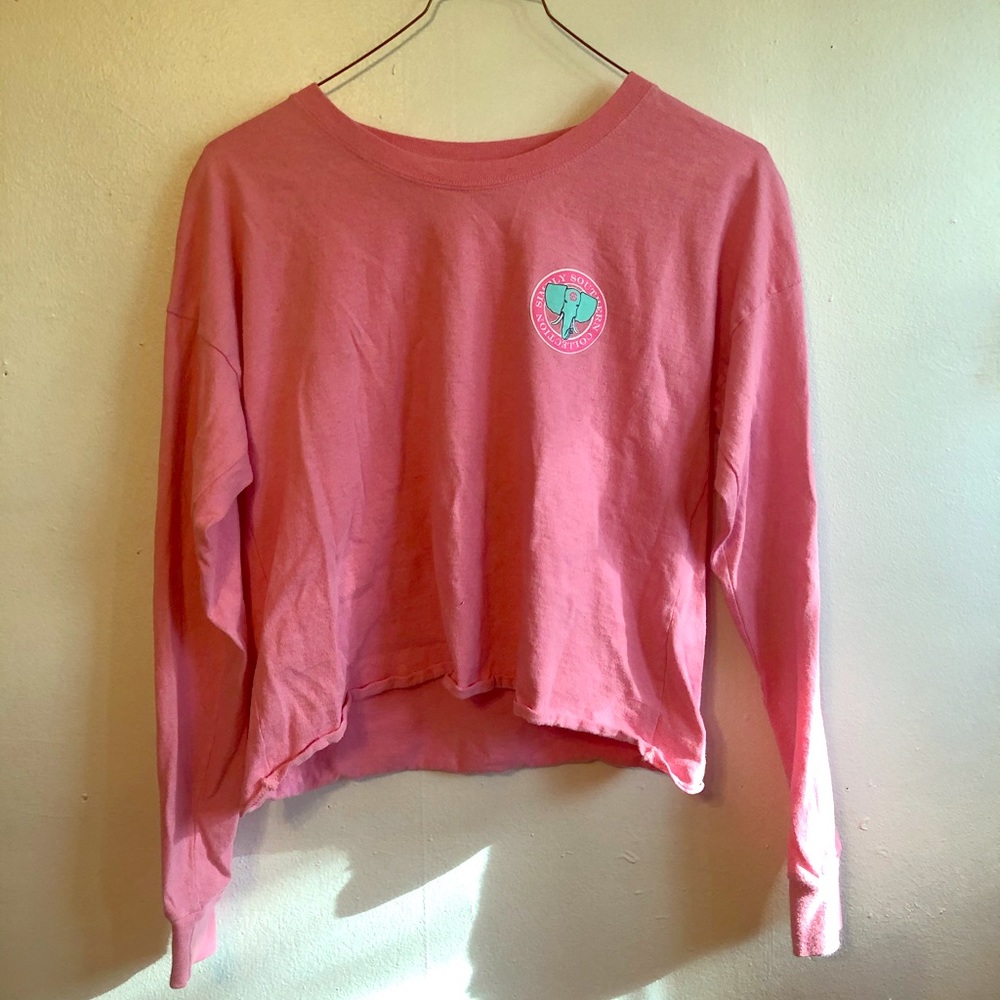 Simply southern pink long sleeve crop top.